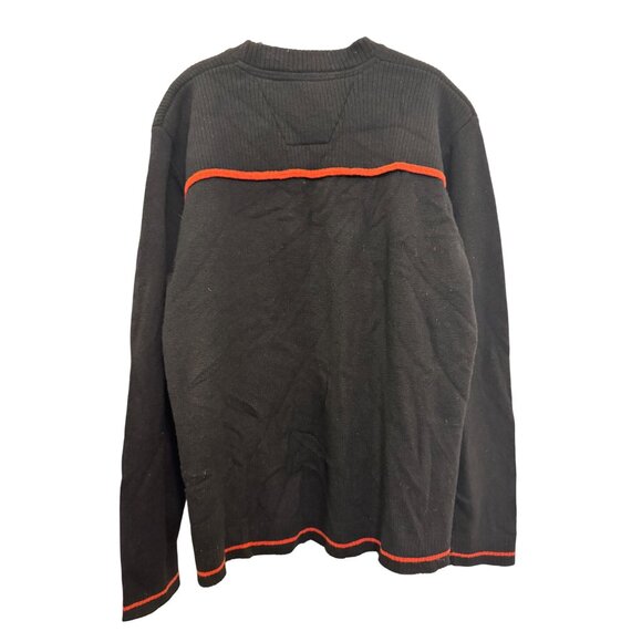 Harley-Davidson Wool Blend Men’s Sweater Medium Black & Red Stripes Vintage - Picture 3 of 5